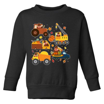 Funny Thanksgiving Turkeys Construction Vehicles Toddler Sweatshirt