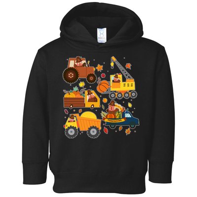 Funny Thanksgiving Turkeys Construction Vehicles Toddler Hoodie