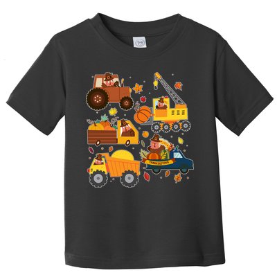 Funny Thanksgiving Turkeys Construction Vehicles Toddler T-Shirt