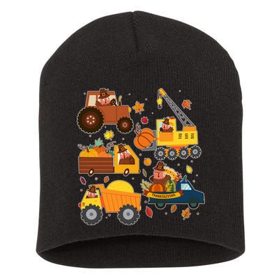 Funny Thanksgiving Turkeys Construction Vehicles Short Acrylic Beanie