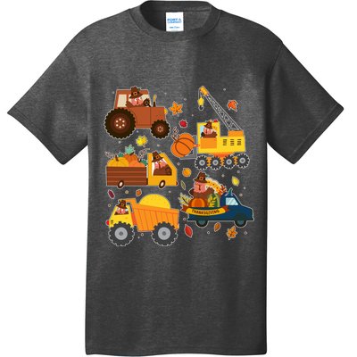 Funny Thanksgiving Turkeys Construction Vehicles T-Shirt