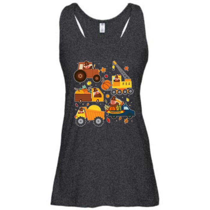 Funny Thanksgiving Turkeys Construction Vehicles Ladies Essential Flowy Tank