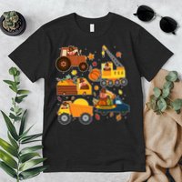 Funny Thanksgiving Turkeys Construction Vehicles Premium T-Shirt