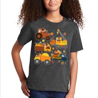 Funny Thanksgiving Turkeys Construction Vehicles Kids T-Shirt