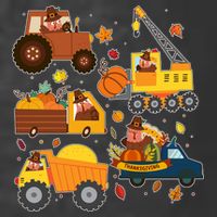 Funny Thanksgiving Turkeys Construction Vehicles Kids T-Shirt
