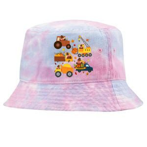 Funny Thanksgiving Turkeys Construction Vehicles Tie-Dyed Bucket Hat