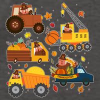 Funny Thanksgiving Turkeys Construction Vehicles Vector Backpack