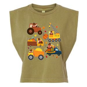 Funny Thanksgiving Turkeys Construction Vehicles Garment-Dyed Women's Muscle Tee