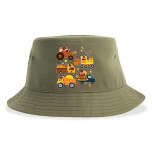 Funny Thanksgiving Turkeys Construction Vehicles Sustainable Bucket Hat