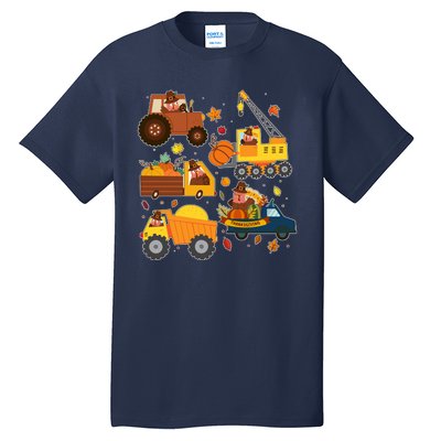 Funny Thanksgiving Turkeys Construction Vehicles Tall T-Shirt