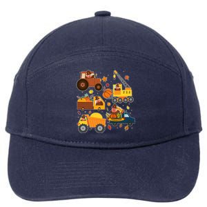 Funny Thanksgiving Turkeys Construction Vehicles 7-Panel Snapback Hat