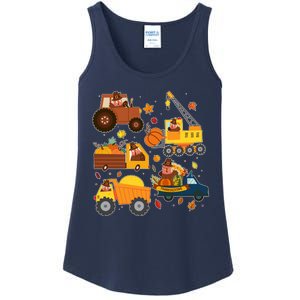 Funny Thanksgiving Turkeys Construction Vehicles Ladies Essential Tank