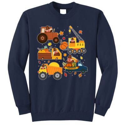 Funny Thanksgiving Turkeys Construction Vehicles Tall Sweatshirt