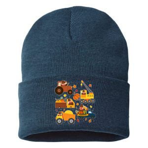 Funny Thanksgiving Turkeys Construction Vehicles Sustainable Knit Beanie