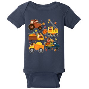 Funny Thanksgiving Turkeys Construction Vehicles Baby Bodysuit