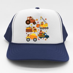 Funny Thanksgiving Turkeys Construction Vehicles Trucker Hat