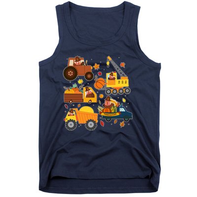 Funny Thanksgiving Turkeys Construction Vehicles Tank Top