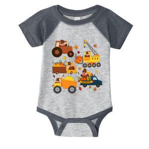 Funny Thanksgiving Turkeys Construction Vehicles Infant Baby Jersey Bodysuit