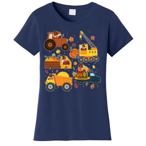 Funny Thanksgiving Turkeys Construction Vehicles Women's T-Shirt