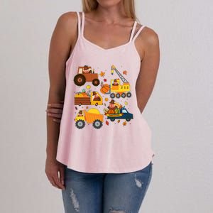 Funny Thanksgiving Turkeys Construction Vehicles Women's Strappy Tank