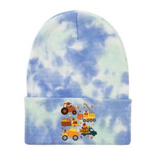 Funny Thanksgiving Turkeys Construction Vehicles Tie Dye 12in Knit Beanie