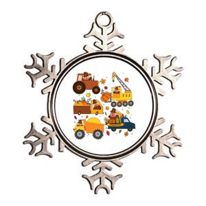 Funny Thanksgiving Turkeys Construction Vehicles Metallic Star Ornament