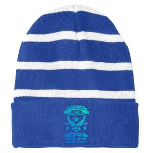 Forever The Title Us Air Force Military Veteran Pride Gift Striped Beanie with Solid Band