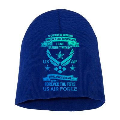 Forever The Title Us Air Force Military Veteran Pride Gift Short Acrylic Beanie