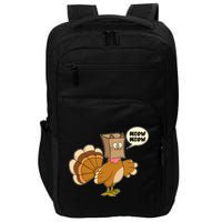 Funny Thanksgiving Turkey In Cat Face Paper Bag Impact Tech Backpack