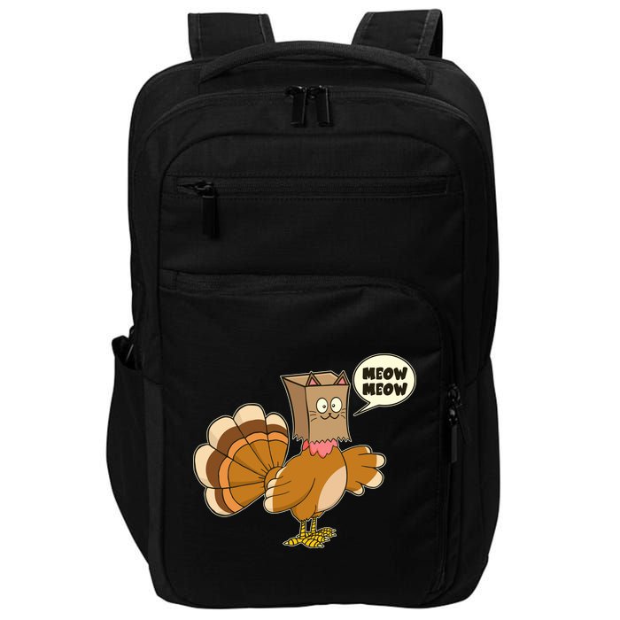 Funny Thanksgiving Turkey In Cat Face Paper Bag Impact Tech Backpack