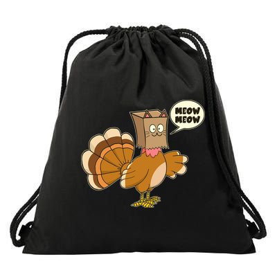 Funny Thanksgiving Turkey In Cat Face Paper Bag Drawstring Bag