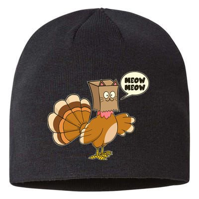 Funny Thanksgiving Turkey In Cat Face Paper Bag Sustainable Beanie
