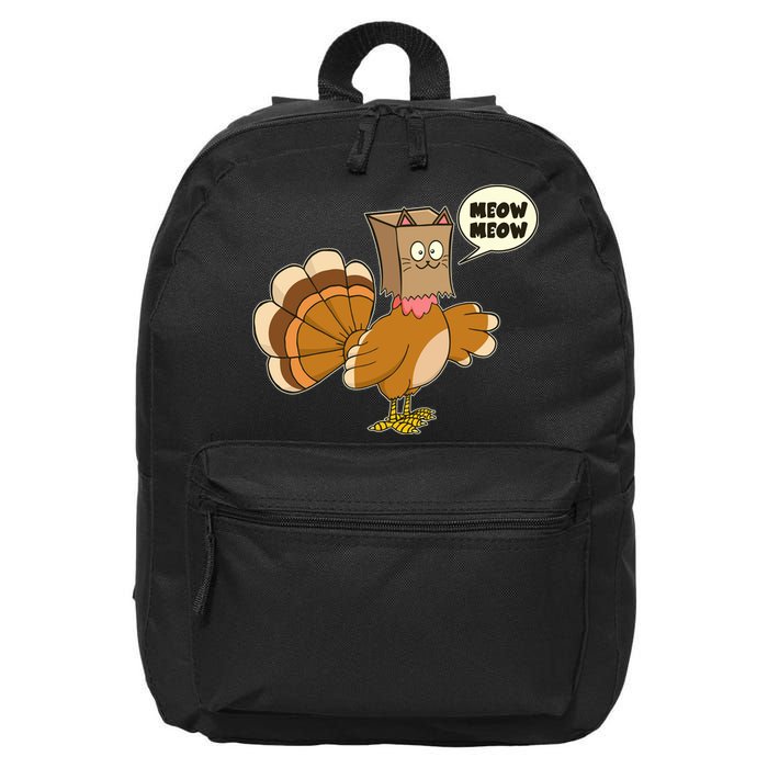 Funny Thanksgiving Turkey In Cat Face Paper Bag 16 in Basic Backpack