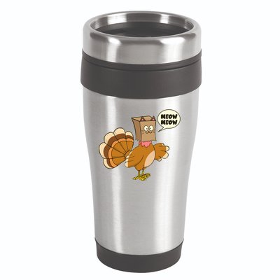 Funny Thanksgiving Turkey In Cat Face Paper Bag 16oz Travel Tumbler