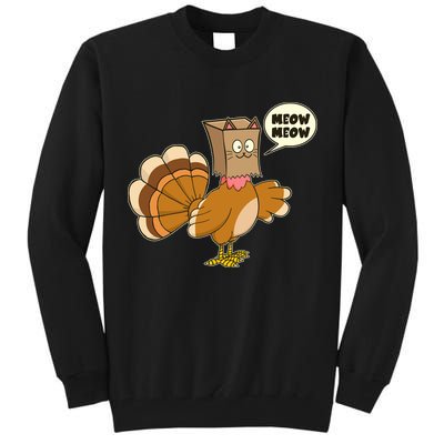 Funny Thanksgiving Turkey In Cat Face Paper Bag Tall Sweatshirt