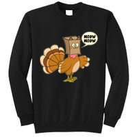 Funny Thanksgiving Turkey In Cat Face Paper Bag Tall Sweatshirt