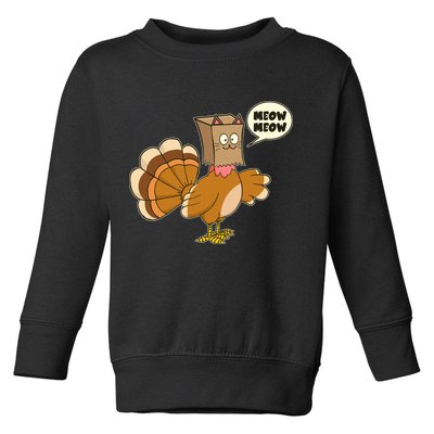 Funny Thanksgiving Turkey In Cat Face Paper Bag Toddler Sweatshirt
