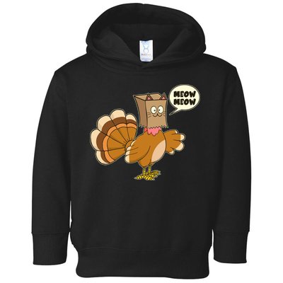Funny Thanksgiving Turkey In Cat Face Paper Bag Toddler Hoodie