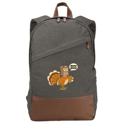 Funny Thanksgiving Turkey In Cat Face Paper Bag Cotton Canvas Backpack