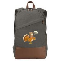 Funny Thanksgiving Turkey In Cat Face Paper Bag Cotton Canvas Backpack