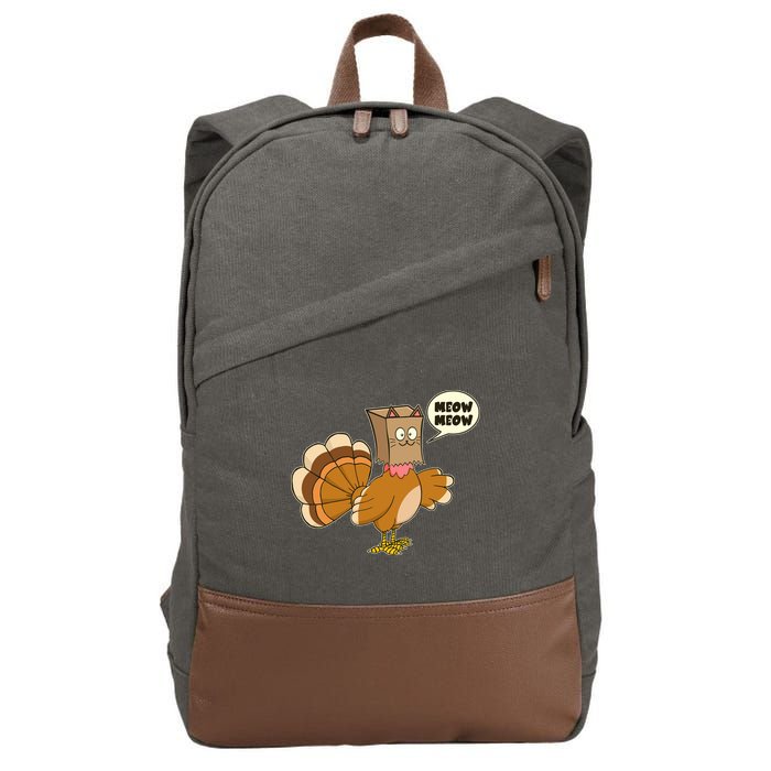 Funny Thanksgiving Turkey In Cat Face Paper Bag Cotton Canvas Backpack