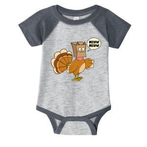 Funny Thanksgiving Turkey In Cat Face Paper Bag Infant Baby Jersey Bodysuit