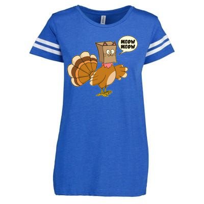 Funny Thanksgiving Turkey In Cat Face Paper Bag Enza Ladies Jersey Football T-Shirt