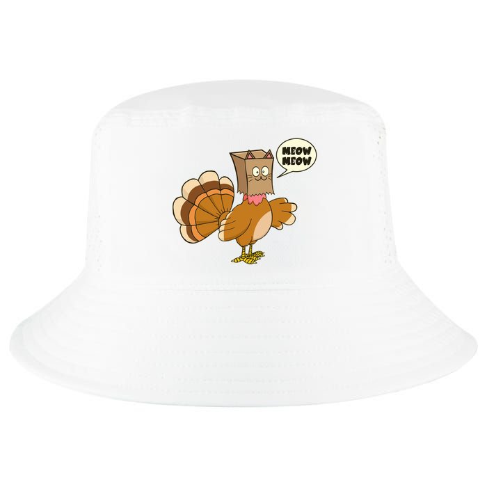 Funny Thanksgiving Turkey In Cat Face Paper Bag Cool Comfort Performance Bucket Hat