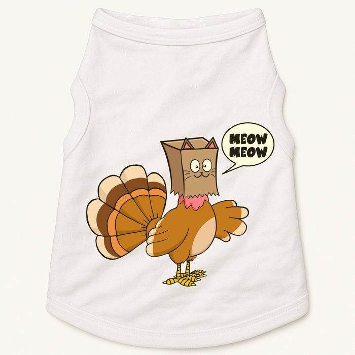 Funny Thanksgiving Turkey In Cat Face Paper Bag Doggie Tank