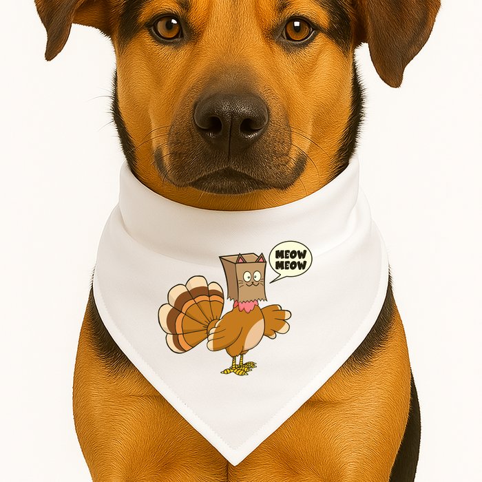 Funny Thanksgiving Turkey In Cat Face Paper Bag USA-Made Doggie Bandana