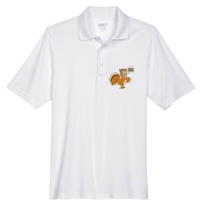 Funny Thanksgiving Turkey In Cat Face Paper Bag Men's Origin Performance Piqué Polo