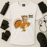 Funny Thanksgiving Turkey In Cat Face Paper Bag Performance Shirt