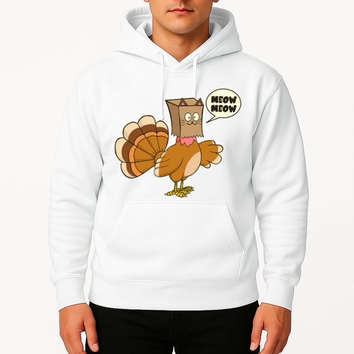 Funny Thanksgiving Turkey In Cat Face Paper Bag Hoodie