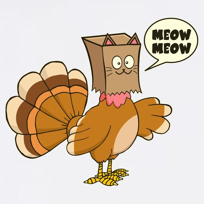Funny Thanksgiving Turkey In Cat Face Paper Bag Full-Length Apron With Pockets